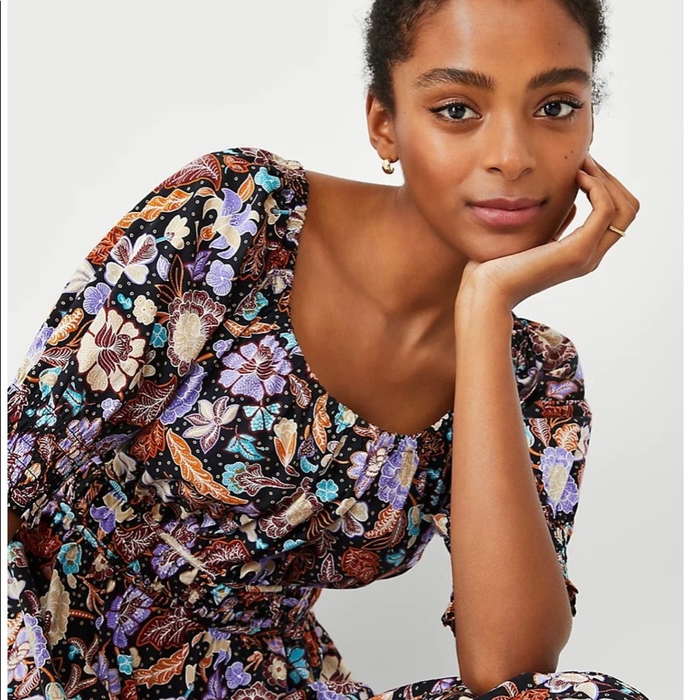 Ann Taylor Petite Batik Midi Flare Dress